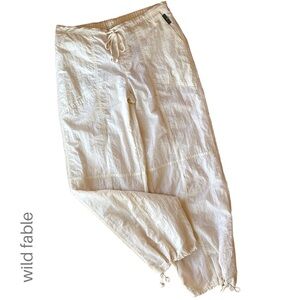 NWT WILD FABLE DRAWSTRING MID-RISE WIDE LEG PARACHUTE PANTS CREAM | SMALL